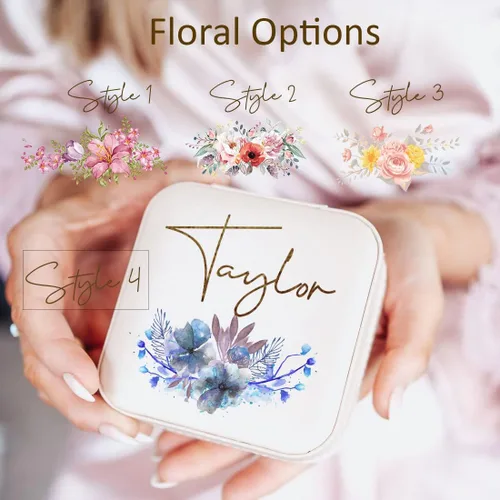Miniatura 6 de DayOfShe Regalos de propuesta de dama de honor, caja de joyería de viaje personalizada, organizador de joyas pequeño de cuero para regalo de dama