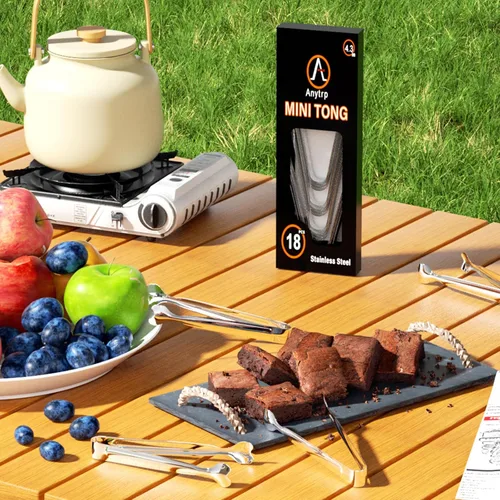 Miniatura 4 de Mini pinzas para servir, paquete de 18 pinzas de acero inoxidable para azúcar, pinzas de hielo de 4.3 pulgadas, pinzas para aperitivos de cocina