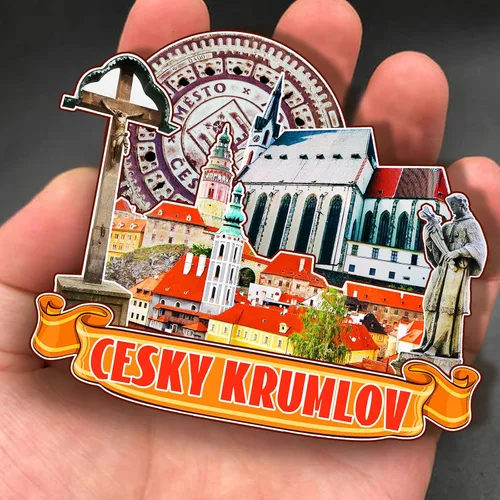 Miniatura 4 de Cesky Krumlov Europe - Imanes de madera 3D para nevera de viaje, decoraciones coleccionables de recuerdos, manualidades hechas a mano