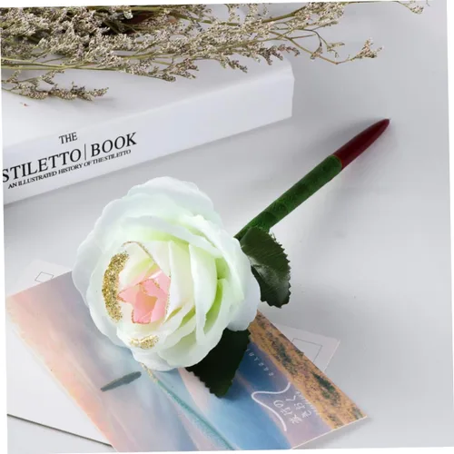 Miniatura 3 de STOBOK Paquete de 12 bolígrafos de gel rosa con diseño creativo de flores para niños y niñas y estudiantes, suministros de escritura