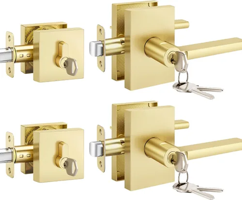 Miniatura 10 de Goldenwarm Manijas de puerta ficticias doradas, aleación de zinc resistente, palanca de puerta interior sin giro para pasillo y armario, perilla