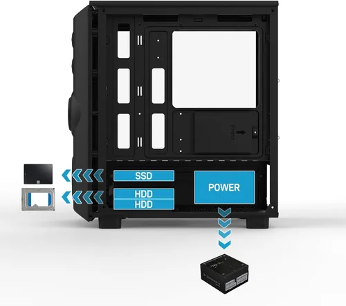 Miniatura 7 de ALSEYE Rams2.0 - Carcasa de PC de torre media Micro-ATX/ITX MATX, panel lateral de vidrio templado, filtros de polvo de control ARGB compatibles