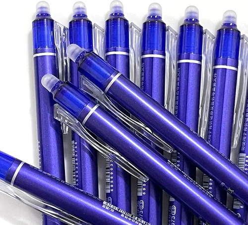 Miniatura 4 de sencoo Paquete de 5 bolígrafos de gel azul borrables retráctiles y borrables de tinta azul para estudiantes, papelería, oficina, premios escolares