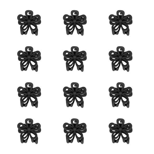 Miniatura 9 de YISSION Pinzas para el cabello – 12 bonitos pasadores de flores pequeñas y mini pinzas de metal plateado para mujeres, niñas, cabello fino/grueso