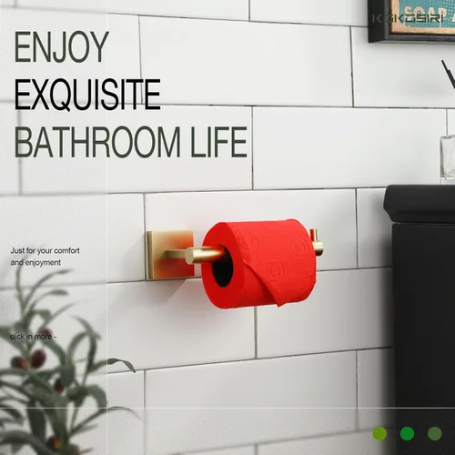 Miniatura 5 de KOKOSIRI Soporte de papel higiénico Dispensador de papel tisú para baño Portarrollos de baño Acero inoxidable dorado cepillado B2005BG Oro cepillado