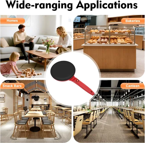 Miniatura 8 de Máquina eléctrica de crepas de 8 pulgadas de 550 W con superficie antiadherente, máquina de panqueques portátil para cocina casera, incluye bandeja