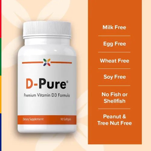 Miniatura 5 de Stop Aging Now - Cápsulas blandas de suplemento de vitamina D3 D-Pure (5000 UI) - 90