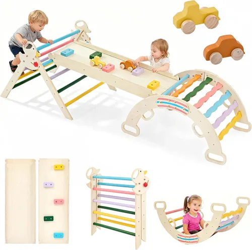 DUMOS Pikler - Juego de triángulos para niños pequeños, juguetes de escalada y estructura de juego para interiores, juego de escalada Montessori de