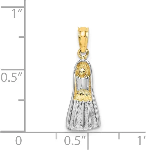 Miniatura 2 de Jewels By Lux 14K Yellow Gold Rhodium 3D Scuba Flipper Pendant