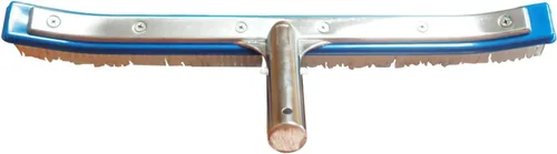 Miniatura 5 de Cepillo de piscina de 18 pulgadas (curvado) con parte trasera y mango de aluminio, cerdas de nailon, cuerpo de cepillo azul, cerdas transparentes