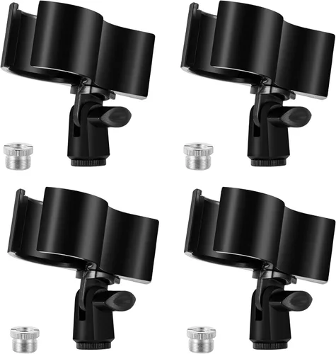 Miniatura 8 de BILIONE 2 piezas de clip versátil para micrófono, soporte ajustable para micrófonos con rango de diámetro exterior de 1.26" desde 2.3", con Negro
