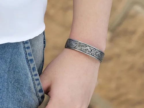 Miniatura 2 de My Shape Pulsera de lobo vikingo nórdico Fenrir con nudo celta antiguo para hombre