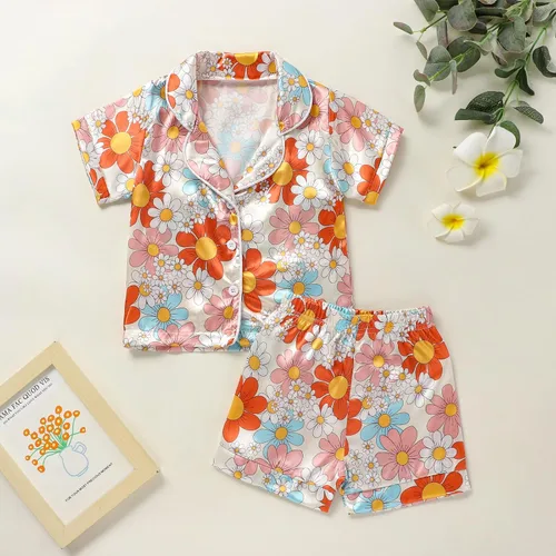 Miniatura 16 de Conjunto de pijama de manga larga con botones para niña pequeña, conjunto de ropa de dormir