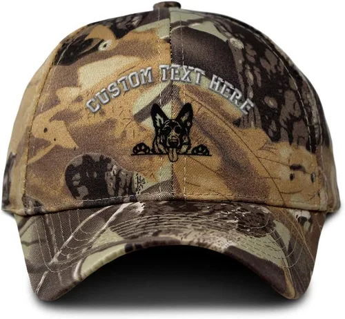 Miniatura 7 de Gorra de béisbol de camuflaje de encargo que mira el cierre de la correa del algodón del bordado del pastor alemán