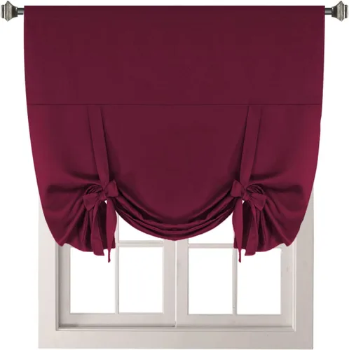 H.Versailtex Estor Enrollable Borgoña para Ventana Pequeña con Aislamiento Térmico de Ahorro de Energía Panel de Cortina Corta con Bolsillo para