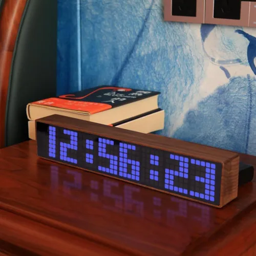 Miniatura 3 de Adventurers Relojes despertadores digitales para dormitorios, relojes de nogal negro para sala de estar con números grandes, brillo automático