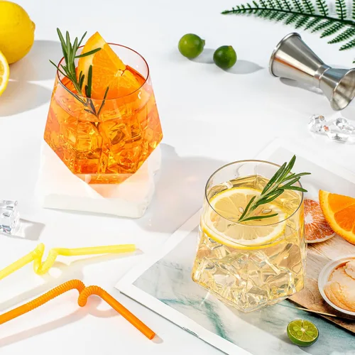 Miniatura 6 de Goodluck 40 piezas de copas de vino y whisky de plástico sin tallo de diamante, 12 onzas, copas de cóctel desechables, adecuadas para bodas, fiestas