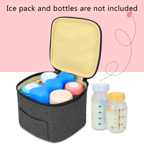 Miniatura 2 de LUXJA Bolsa enfriadora de leche materna (contiene cuatro botellas de leche materna de 5 onzas), enfriador de leche materna a prueba de fugas