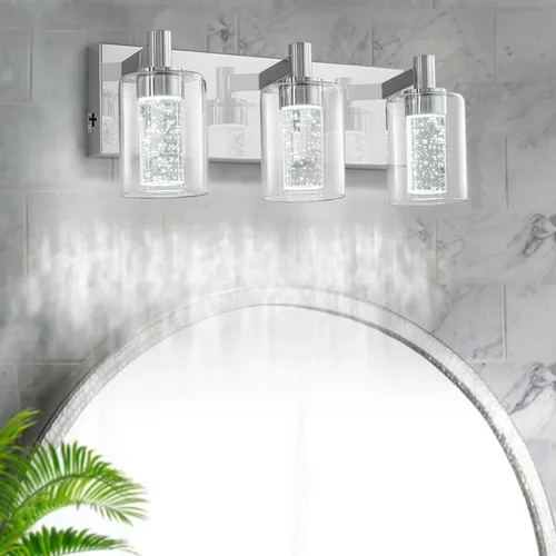 SineRise - Luz de tocador con 3 modos de color (3000K/4000K/6000K), lámpara de baño LED con protección ocular, lámpara de pared moderna regulable