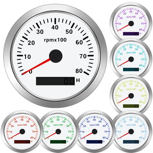 Miniatura 10 de Tacómetro de 85 mm RPM Medidor de tacómetro de 6000 RPM Tacómetros de reemplazo automotriz 0-6000 RPM Tacometro Medidor LED para automóvil Auto Negro