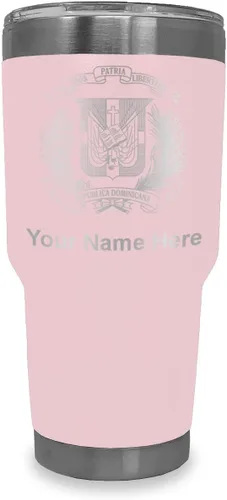 Miniatura 18 de LaserGram Taza aislada al vacío de 20 onzas, escudo de armas, República Dominicana, grabado personalizado incluido (gris)