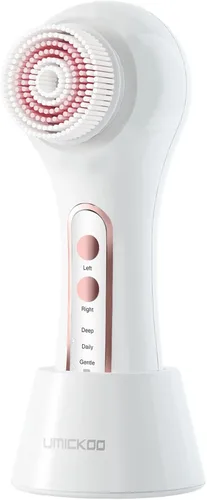 Miniatura 14 de UMICKOO Exfoliante facial, cepillo de limpieza facial recargable con rotación de 2 vías y 3 modos, tiempo de funcionamiento de 30 días, 5 cabezales