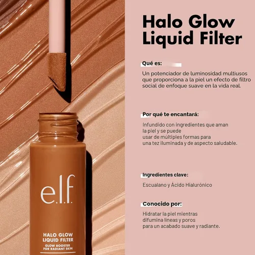 Miniatura 3 de e.l.f. Filtro líquido Halo Glow, potenciador de tez para un aspecto brillante y suave de enfoque, infundido con ácido hialurónico, vegano y libre