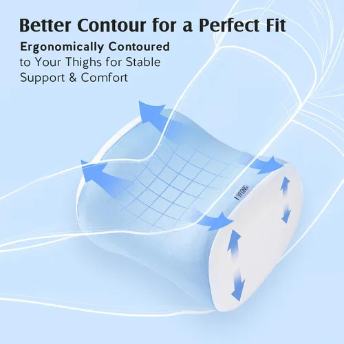 Miniatura 4 de YFONG Almohada de rodilla para dormir de lado, almohada transpirable de espuma viscoelástica con correa ajustable para embarazo, alineación