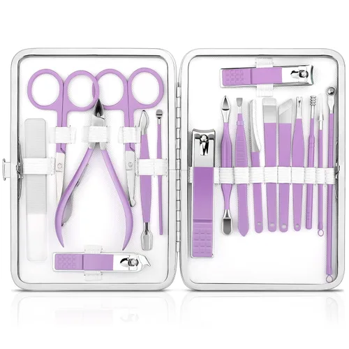 Miniatura 9 de Juego de manicura para hombres, cortaúñas, juego de cuidado personal, kits de aseo de uñas, juego de cuidado de uñas para viajes, herramientas