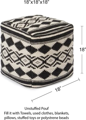 Miniatura 3 de REDEARTH · Puf otomano sin rellenos, con textura, puf, reposapiés para sala de estar, dormitorio, guardería, habitación de los niños; 100% algodón