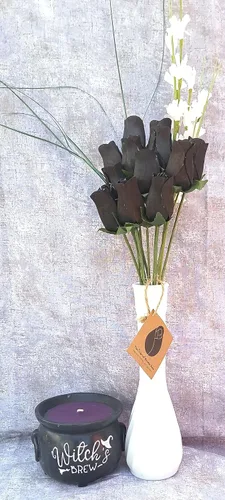 Miniatura 2 de Ramos originales de rosas de madera en 1, 2, o 3 docenas, Madera de abedul, Completamente negro, 1 Docena