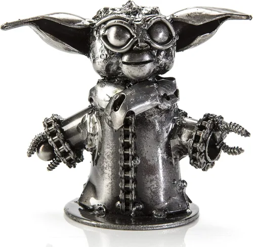 Miniatura 11 de KALIFANO Mini escultura de metal reciclado inspirada en xenomorfos hecha a mano con chatarra, arte de acero inspirado en alienígenas contra