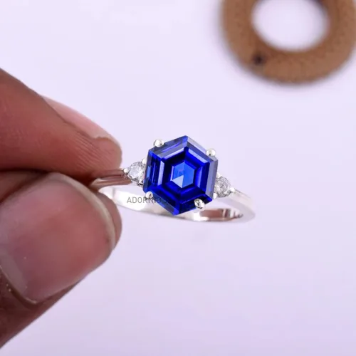 Miniatura 22 de Anillo de plata de ley 925 para mujer, anillo de diamantes de imitación de aguamarina de plata esterlina, anillo Art Deco de marzo, piedra natal