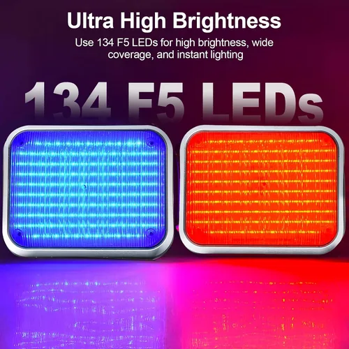 Miniatura 3 de Luz estroboscópica LED de advertencia DC12V, luz de alarma rectangular ultra brillante, parpadeo rojo y azul con borde para ambulancia, camión