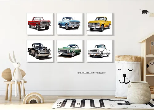 Miniatura 6 de MOCVSWO Impresiones artísticas clásicas para pared de auto, camioneta con acuarela, carteles, decoración de habitación de niños, decoración