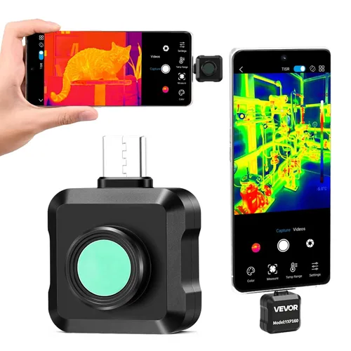 Miniatura 10 de VEVOR Cámara de imágenes térmicas para Android, 512 x 384 TISR Super Resolución, cámara térmica infrarroja con frecuencia de actualización de 25 HZ