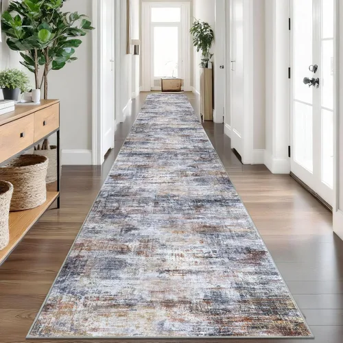 Miniatura 260 de IOHOUZE Alfombra pequeña abstracta de 2 x 3 pies, alfombra de entrada lavable para entrada interior, alfombras con respaldo de goma, alfombra gris