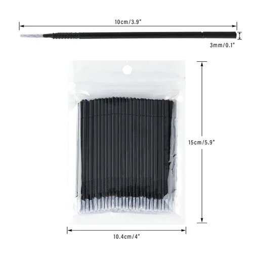 Miniatura 2 de G2PLUS 200 microhisopos excelentes, microhisopos de alta gama para extensiones de pestañas, microaplicador para maquillaje y cuidado personal (negro)