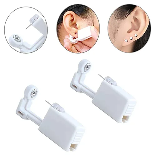 Miniatura 3 de Paquete de 2 aretes de pistola de perforación de oreja desechables, pistola estéril sin dolor (dorado)