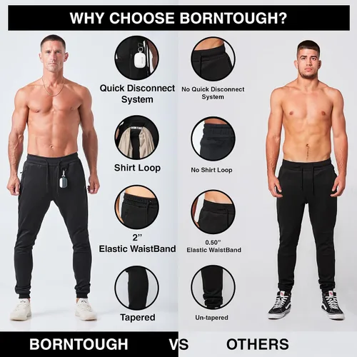 Miniatura 5 de Born Tough Pantalones deportivos de entrenamiento ajustados para hombre, para fisicoculturismo, gimnasio, pantalones deportivos con bolsillos