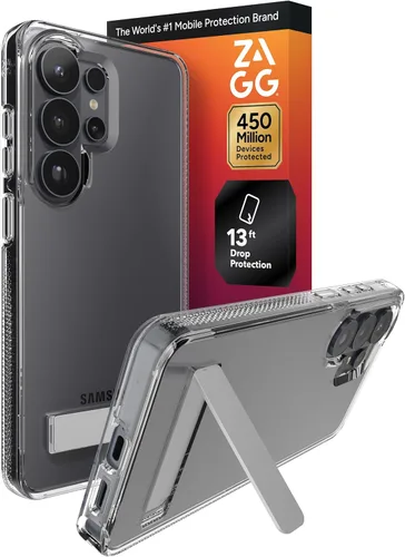 Miniatura 23 de ZAGG Crystal Palace - Funda para Samsung Galaxy S25 con función atril, transparente, protección contra caídas de 13 pies, antiamarilleo, reforzado