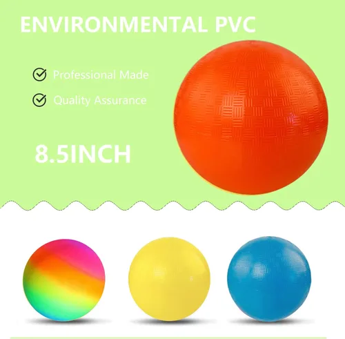 Miniatura 2 de Playground Ball, 8.5 Inch Kickball for Kids Adults Indoor & Outdoor Dodgeball Handball Four Square Ball Schoolyard Game Naranja + Bomba de mano