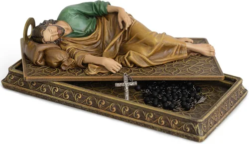 Estatua Católica de San José Durmiendo de BC BUILDCLASSIC, con Base y Estuche, con Halo de Metal, Soporte para Tarjetas de Oración, Regalo Religioso