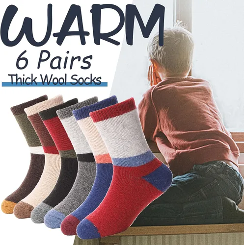 Miniatura 2 de EBMORE - Calcetines de lana merino para niños para niños pequeños, niños y niñas, térmicos, cálidos, gruesos, para senderismo, invierno, calcetines