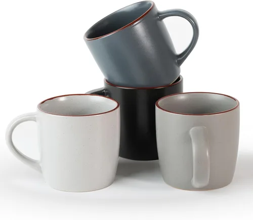 Miniatura 21 de famiware Mercury - Tazas de café de 13 onzas, juego de 4 tazas de café con asa, tazas para café con leche, té caliente, capuchino, moca, cacao, negro