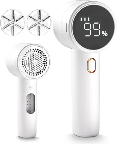 Rasuradora de telas, removedor de pelusa, recargable, eléctrica y portátil, 3 velocidades, 6 cuchillas, pantalla LED digital, para quitar pelusas de