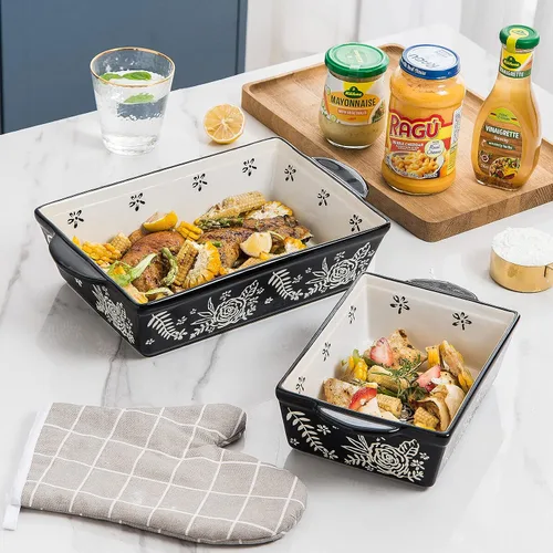 Miniatura 3 de Platos de cazuela para horno, plato de cerámica, cacerola de lasaña, platos para hornear para horno, juego de platos para hornear