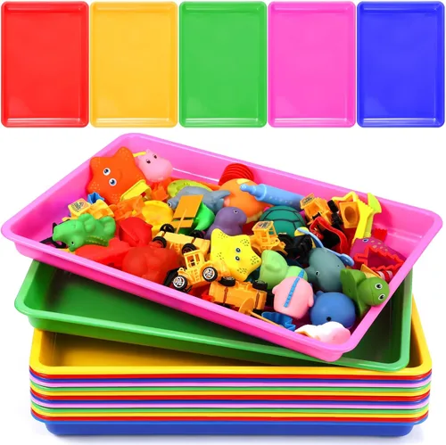 Miniatura 9 de Maitys Paquete de 15 bandejas de arte de plástico de 12 x 16 pulgadas, bandejas sensoriales para proyectos de bricolaje, pintura, cuentas, joyería