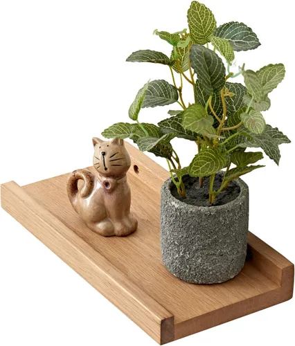 Estantes flotantes de roble – Repisa de madera natural montada en la pared – Repisa de fotos – Estante de almacenamiento de pared para oficina en
