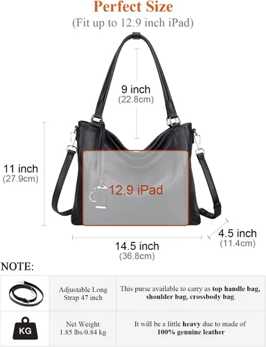 Miniatura 6 de Over Earth Bolsos de cuero suave para mujer, bolso de hombro tipo hobo grande